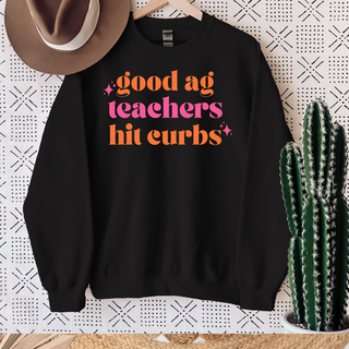 Good Ag Teachers Hit Curbs (Pink and Orange) – Crewneck