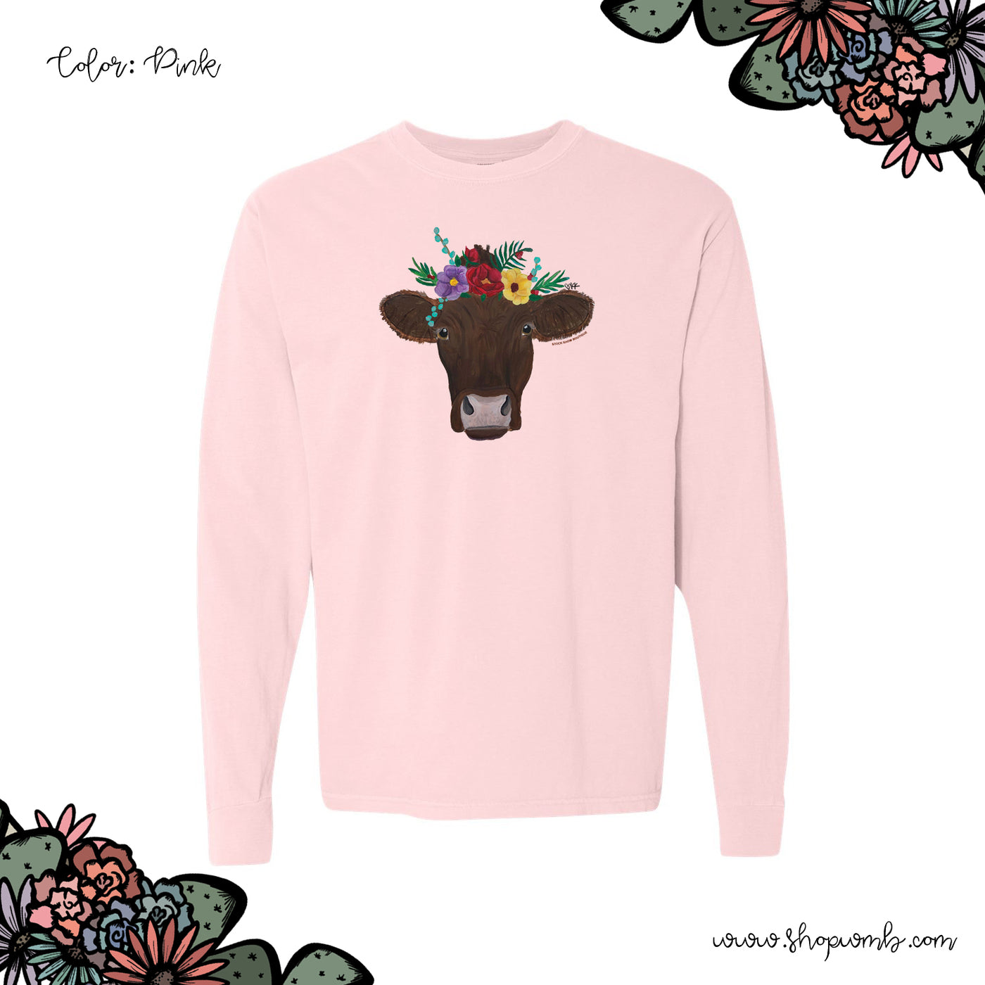 Cow Flower LONG SLEEVE T-Shirt (S-3XL) - Multiple Colors!