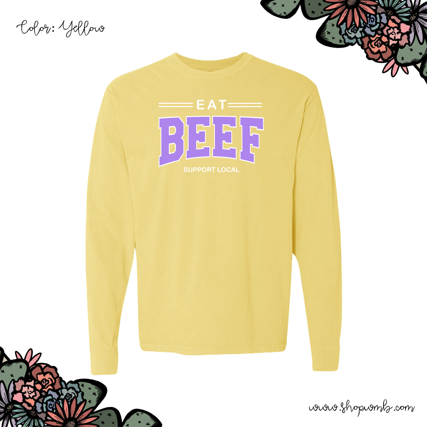 Eat Beef Support Local Purple LONG SLEEVE T-Shirt (S-3XL) - Multiple Colors!