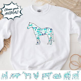 Turquoise Cheetah - CHOOSE YOUR ANIMAL – Crewneck
