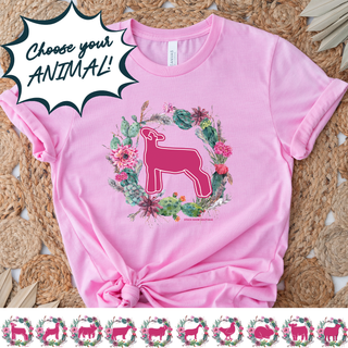 Cactus Wreath - Pick Your Animal – Bella Canvas T-Shirt