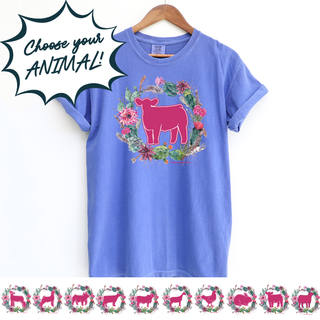 Cactus Wreath - Pick Your Animal – Comfort Colors T-Shirt