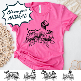 Flower Power - CHOOSE YOUR ANIMAL – Bella Canvas T-Shirt