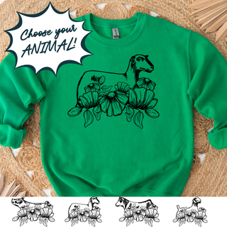 Flower Power - CHOOSE YOUR ANIMAL – Crewneck