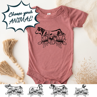 Flower Power - CHOOSE YOUR ANIMAL – Infant/Toddler/Youth
