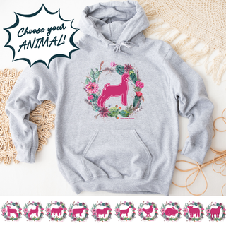 Cactus Wreath - Pick Your Animal  – Hoodie