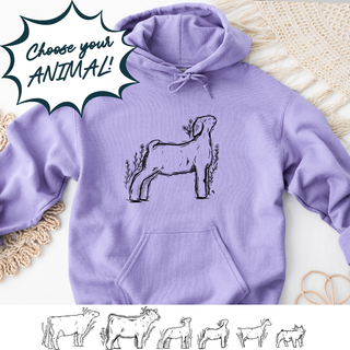 Floral Sketch Livestock - Pick Your Animal – Hoodie