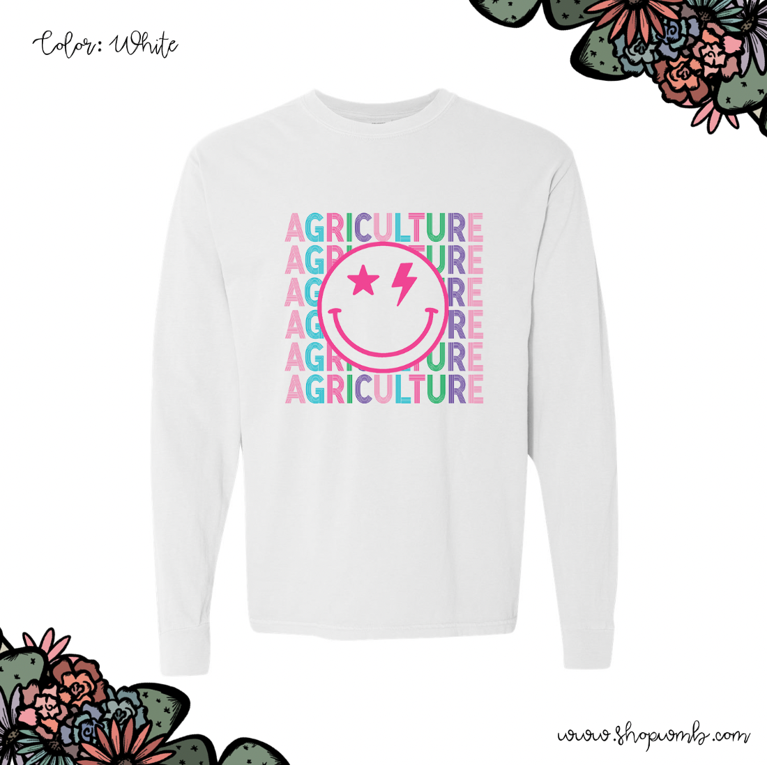 Agriculture Line Smile LONG SLEEVE T-Shirt (S-3XL) - Multiple Colors!