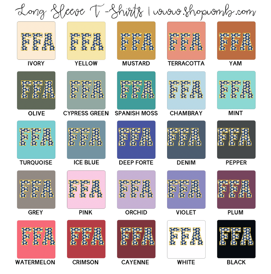 FFA Navy Daisy LONG SLEEVE T-Shirt (S-3XL) - Multiple Colors!