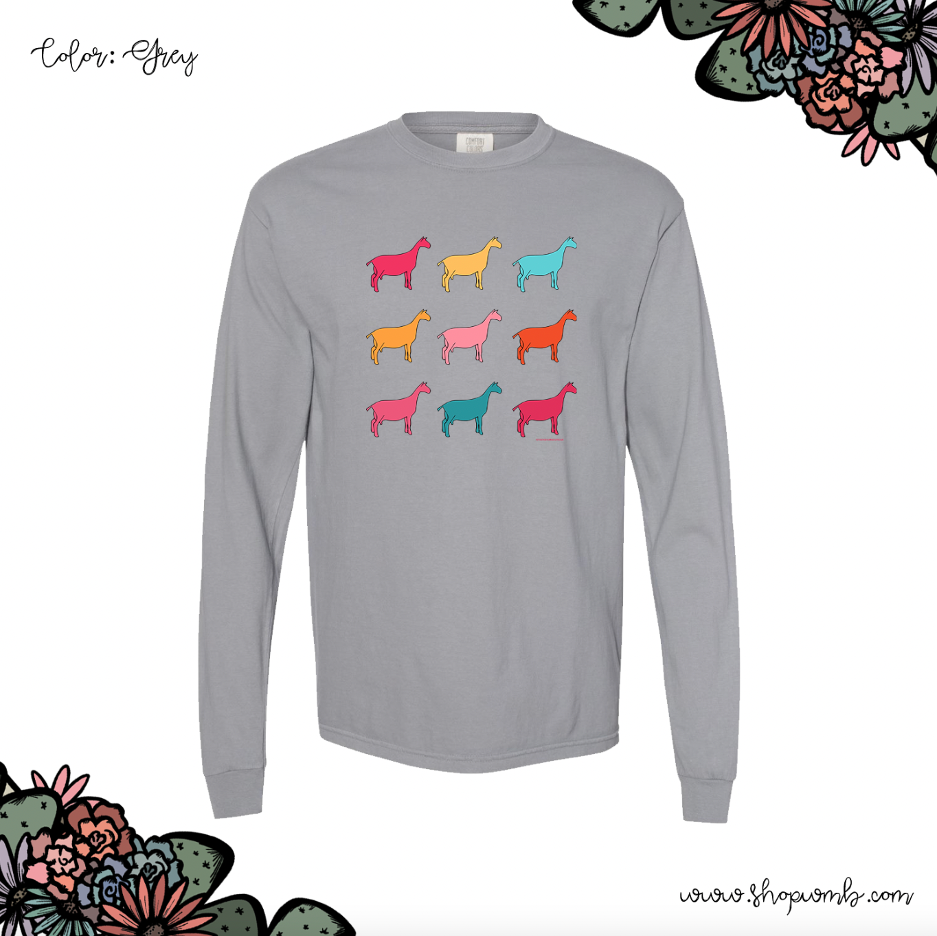 Colorful Dairy Goats LONG SLEEVE T-Shirt (S-3XL) - Multiple Colors!