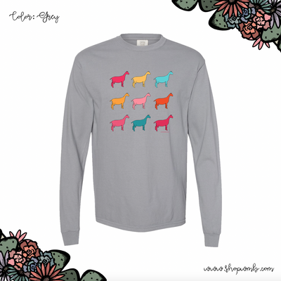 Colorful Dairy Goats LONG SLEEVE T-Shirt (S-3XL) - Multiple Colors!