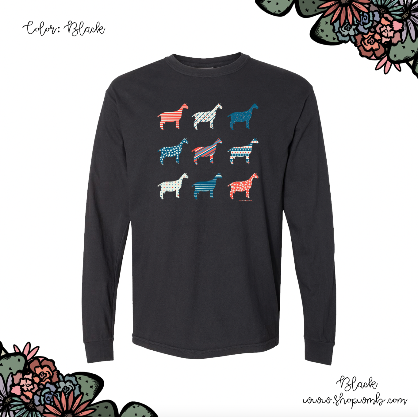 Patriotic Bundle Dairy Goats LONG SLEEVE T-Shirt (S-3XL) - Multiple Colors!