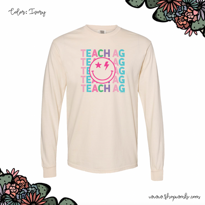 Teach Ag Line Smile LONG SLEEVE T-Shirt (S-3XL) - Multiple Colors!