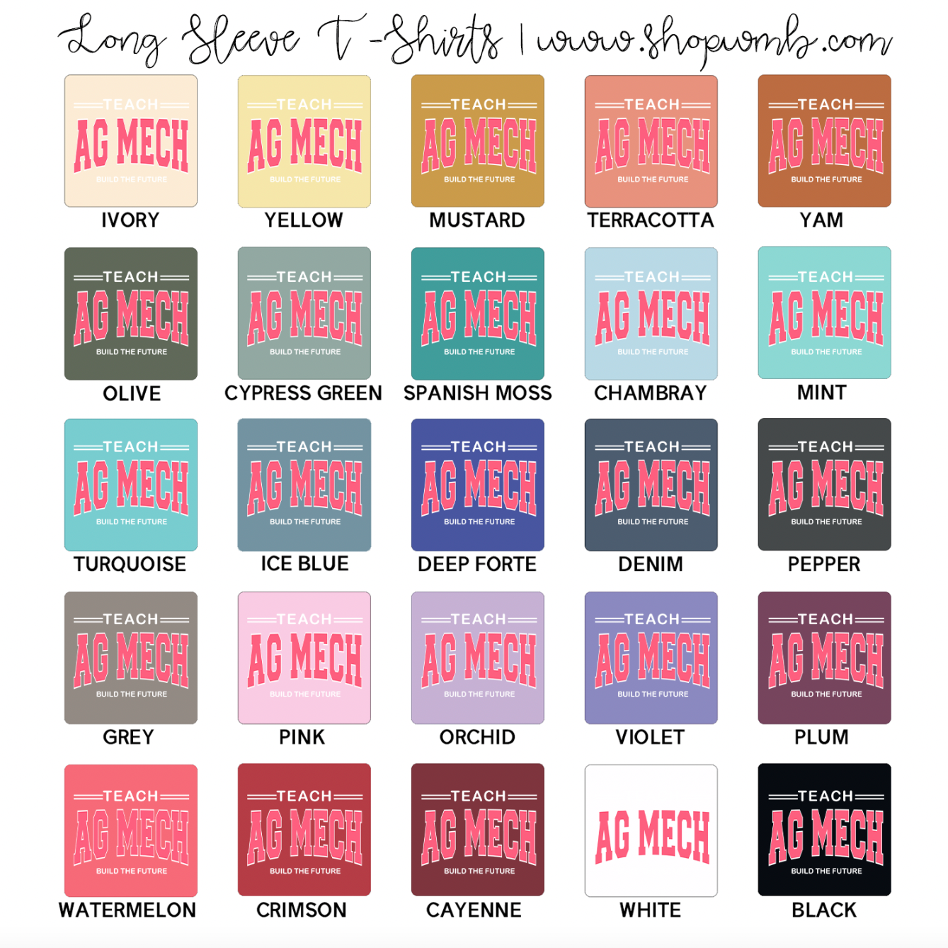 Teach Ag Mech Build The Future Pink LONG SLEEVE T-Shirt (S-3XL) - Multiple Colors!
