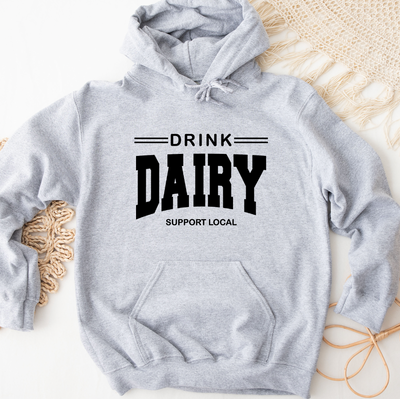 Drink Dairy Support Local Black Ink Hoodie (S-3XL) Unisex - Multiple Colors!