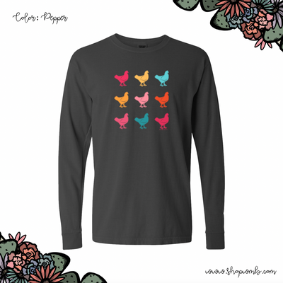 Colorful Chicken LONG SLEEVE T-Shirt (S-3XL) - Multiple Colors!