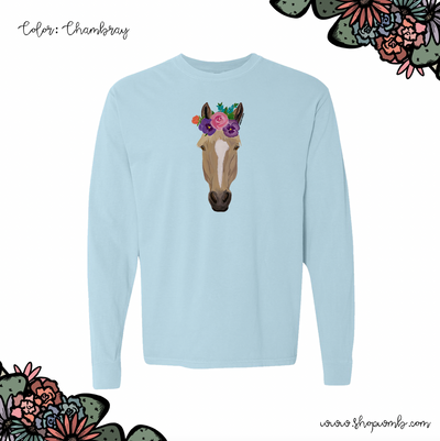 Horse Flower LONG SLEEVE T-Shirt (S-3XL) - Multiple Colors!