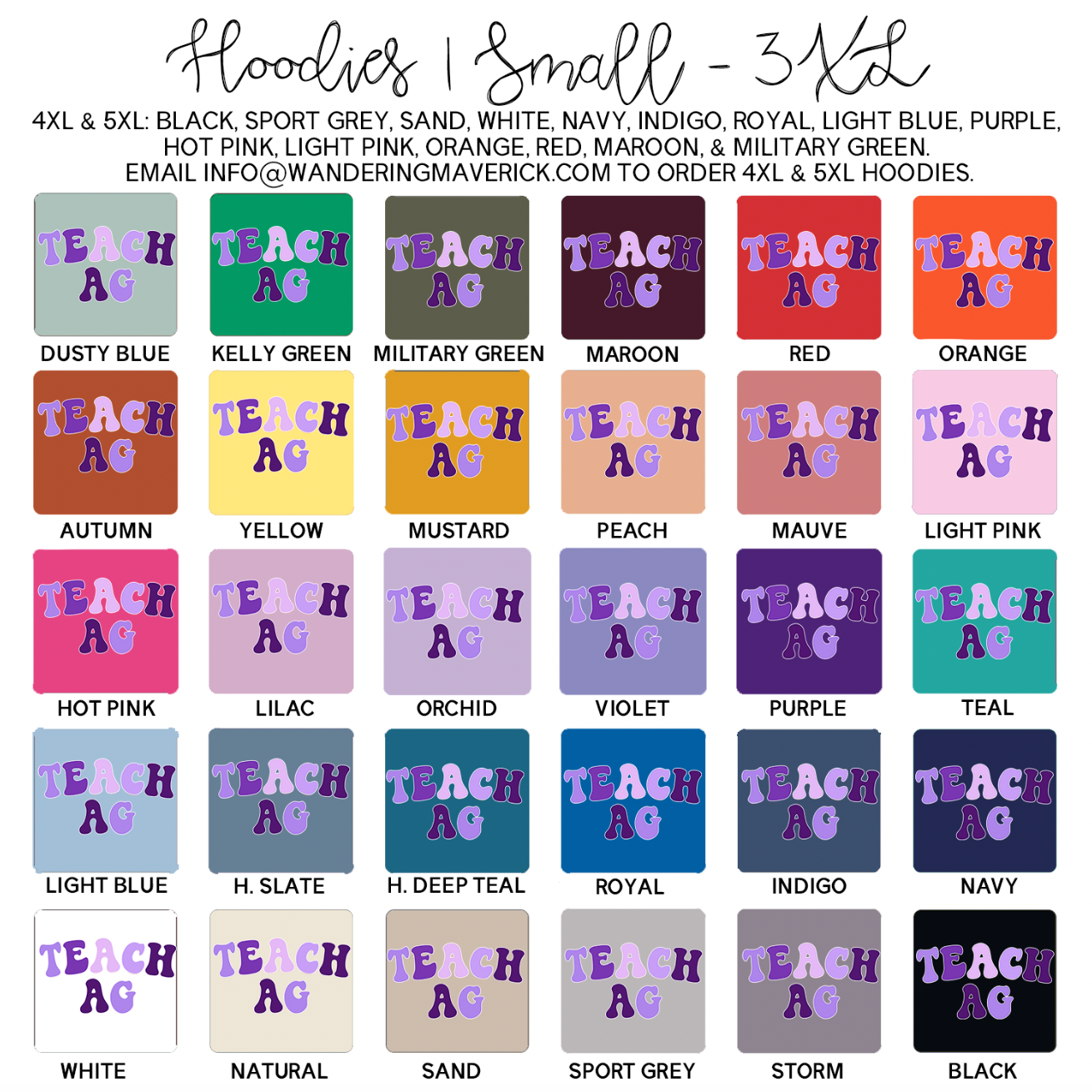 Purple Teach Ag Hoodie (S-3XL) Unisex - Multiple Colors!
