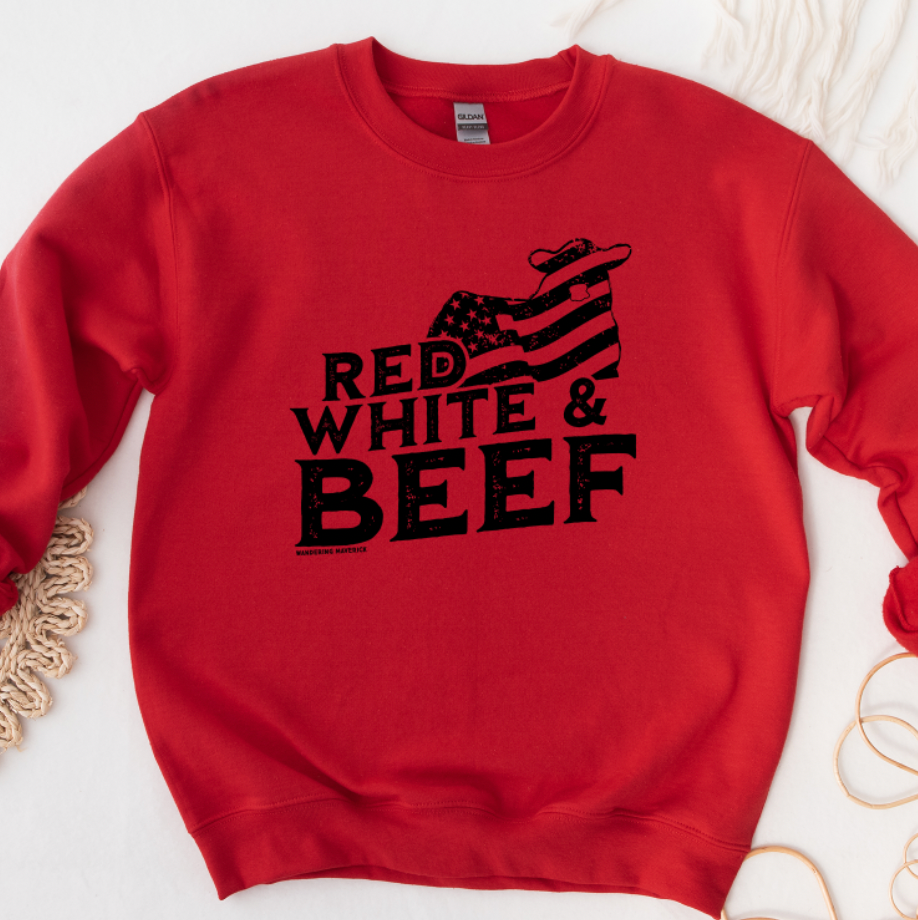 Red White and Beef Black Ink Crewneck (S-3XL) - Multiple Colors!