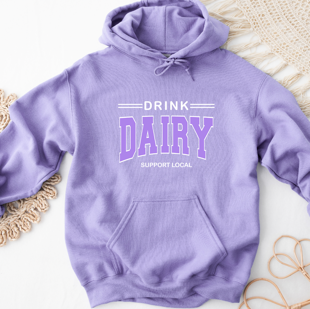 Drink Dairy Support Local PURPLE INK Hoodie (S-3XL) Unisex - Multiple Colors!