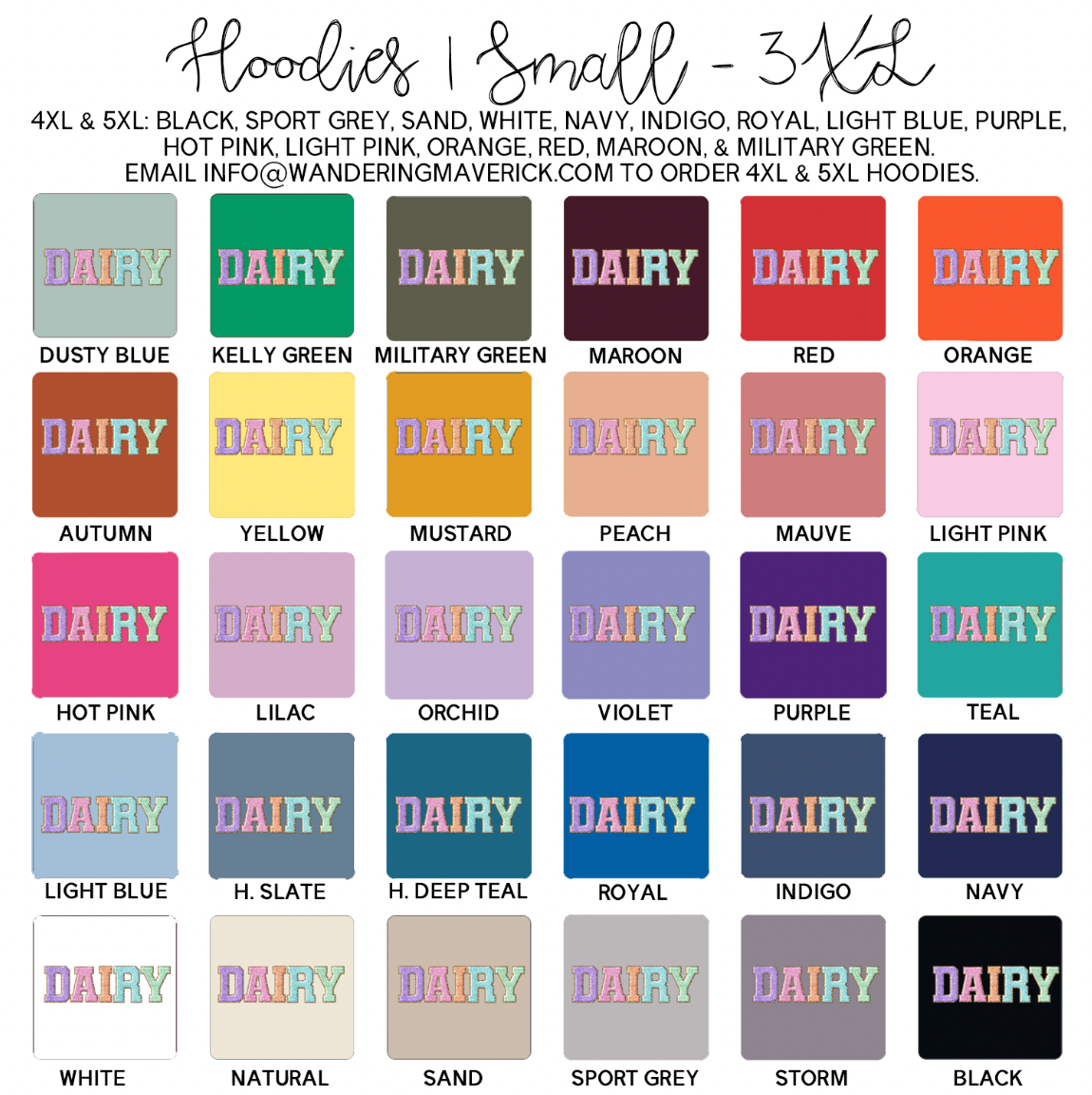 Faux Chenille DAIRY Hoodie (S-3XL) Unisex - Multiple Colors!