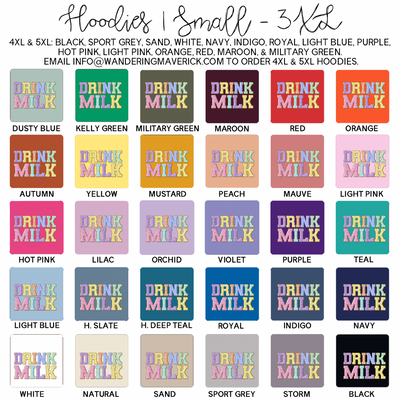 Faux Chenille DRINK MILK Hoodie (S-3XL) Unisex - Multiple Colors!