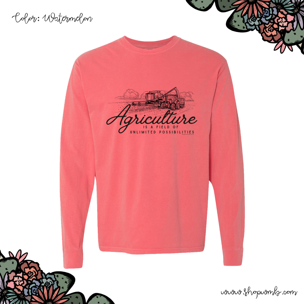 Agriculture Is A Field Of Unlimited Possbilities LONG SLEEVE T-Shirt (S-3XL) - Multiple Colors!