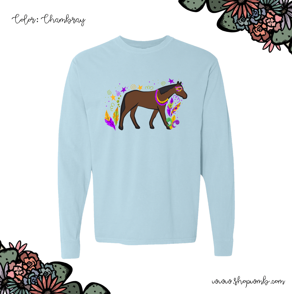 Horse Mardi Gras LONG SLEEVE T-Shirt (S-3XL) - Multiple Colors!