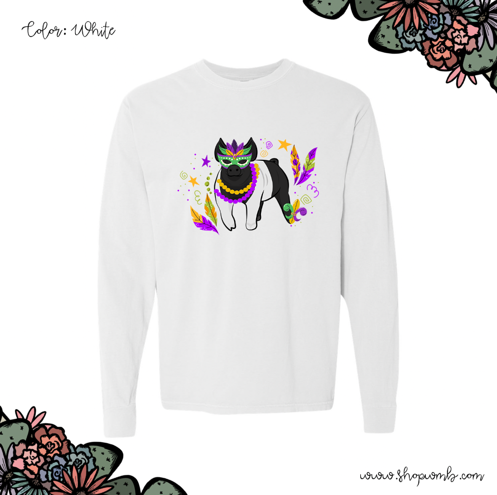 Pig Mardi Gras LONG SLEEVE T-Shirt (S-3XL) - Multiple Colors!