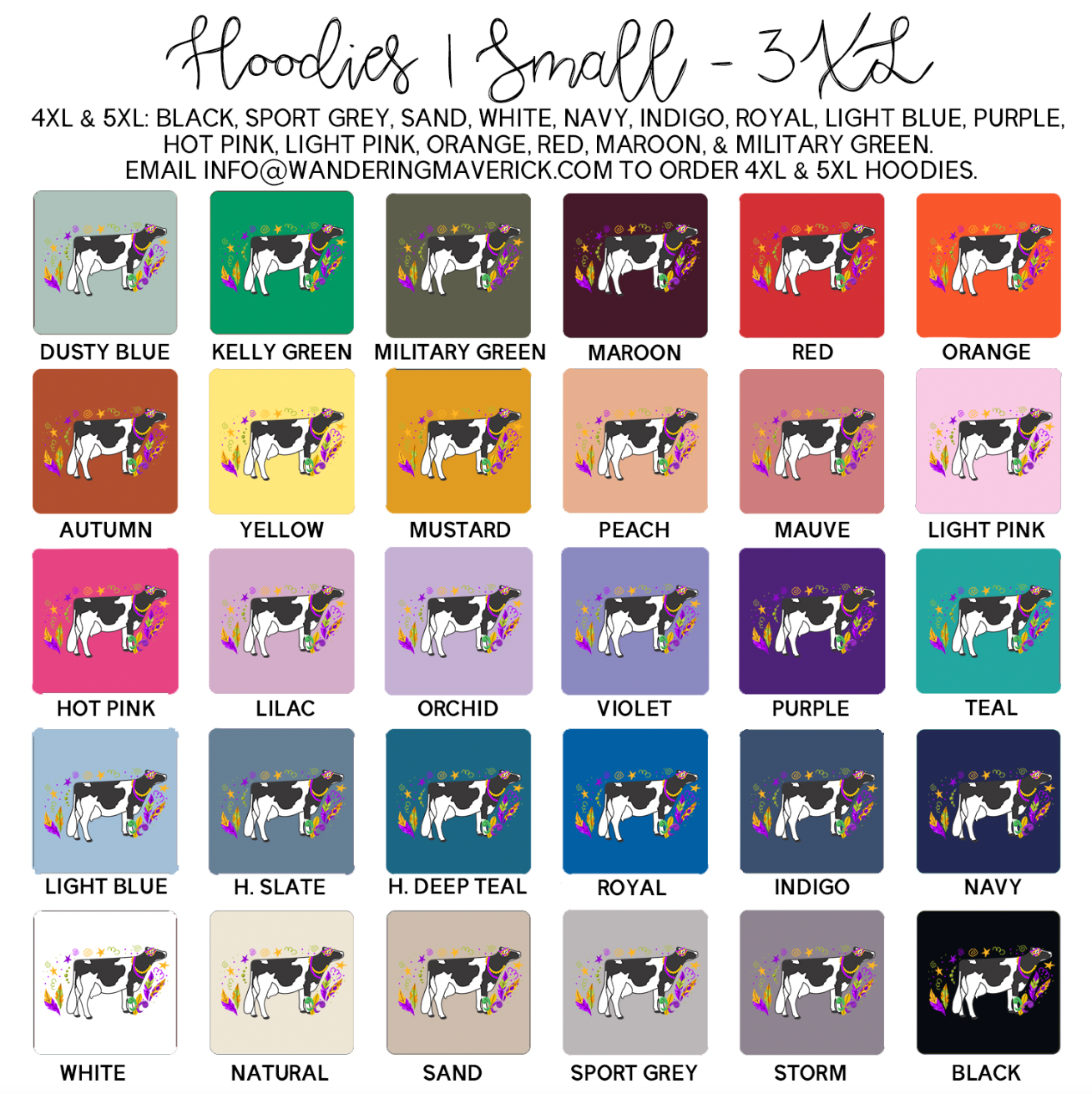Dairy Cow Mardi Gras Hoodie (S-3XL) Unisex - Multiple Colors!