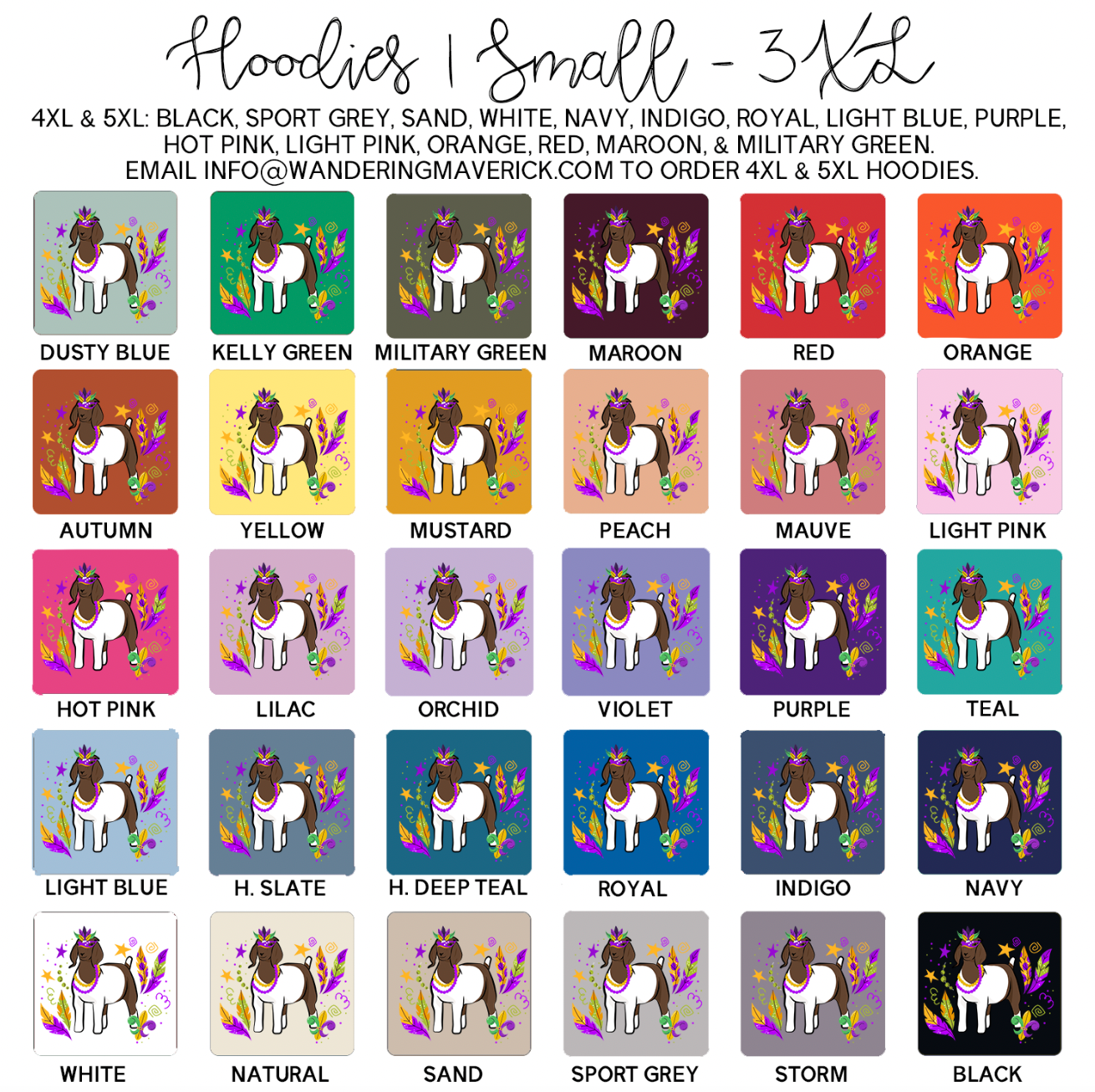 Goat Mardi Gras Hoodie (S-3XL) Unisex - Multiple Colors!