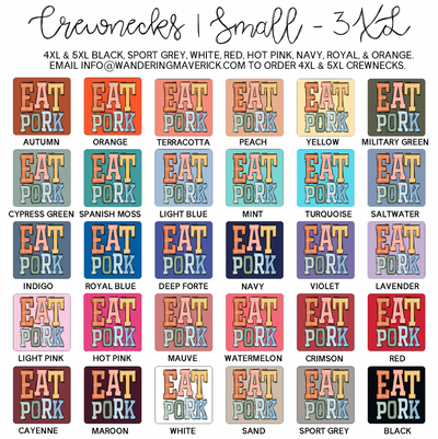 Boho Eat Pork Crewneck (S-3XL) - Multiple Colors!