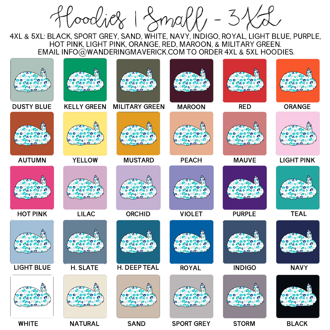 Turquoise Cheetah Rabbit Hoodie (S-3XL) Unisex - Multiple Colors!