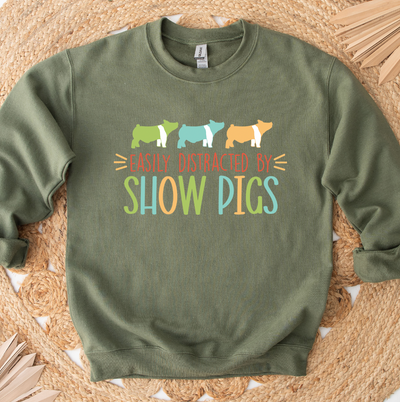 Easily Distracted By Show Pigs Crewneck (S-3XL) - Multiple Colors!