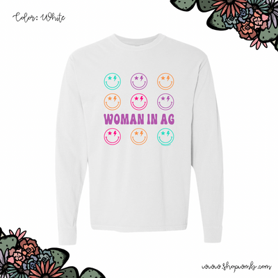 Retro Smile Woman In Ag LONG SLEEVE T-Shirt (S-3XL) - Multiple Colors!
