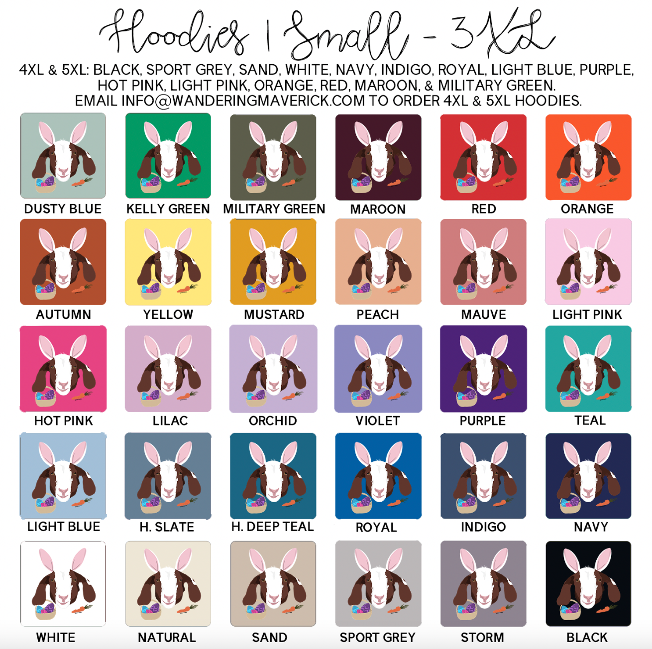 Hoppy Easter Goat Hoodie (S-3XL) Unisex - Multiple Colors!