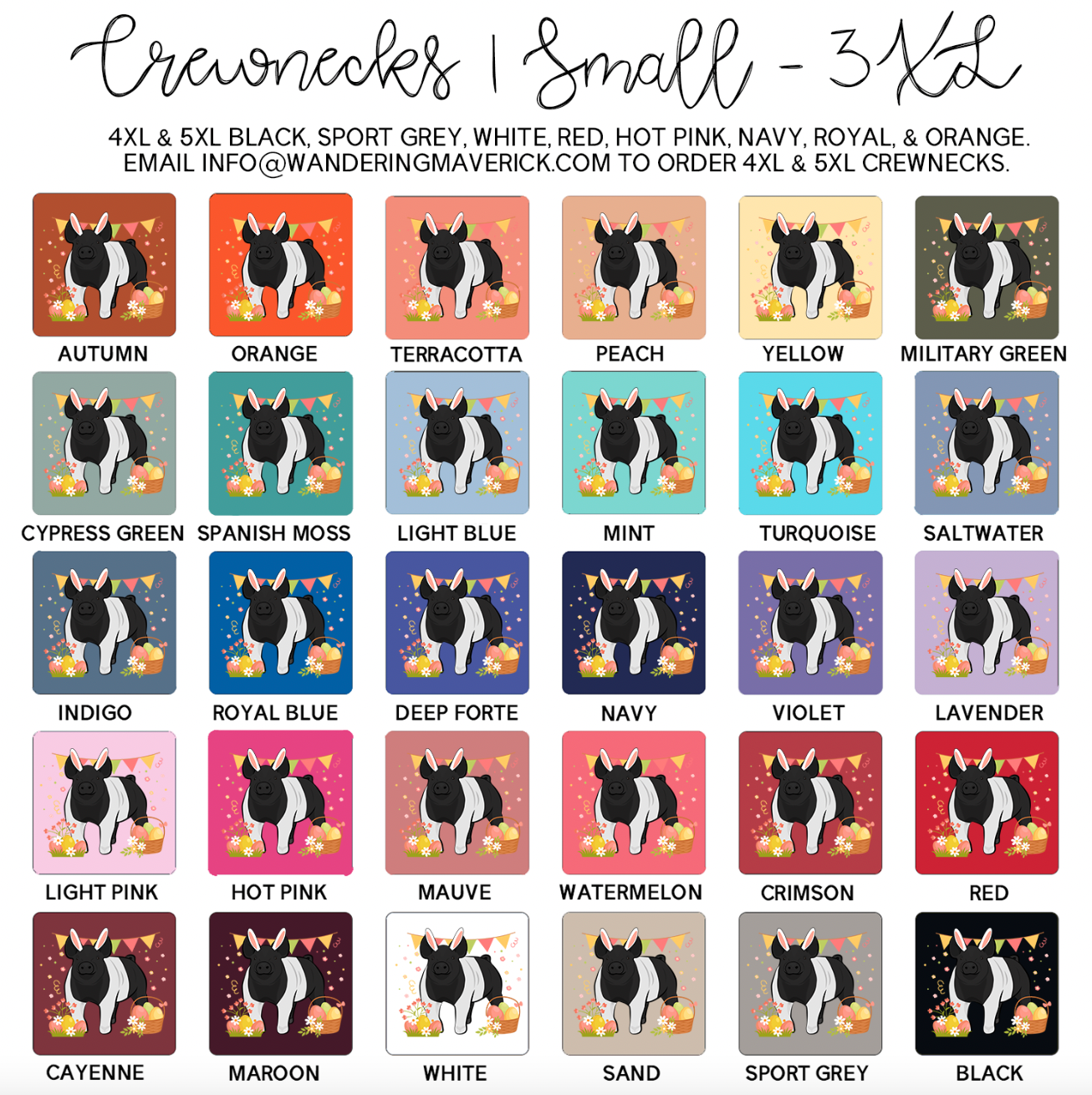 Spring Easter Pig Crewneck (S-3XL) - Multiple Colors!
