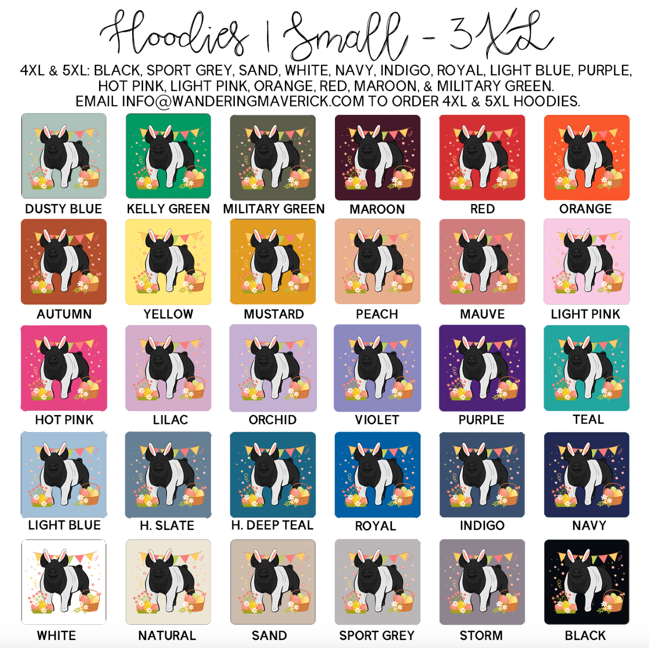 Spring Easter Pig Hoodie (S-3XL) Unisex - Multiple Colors!