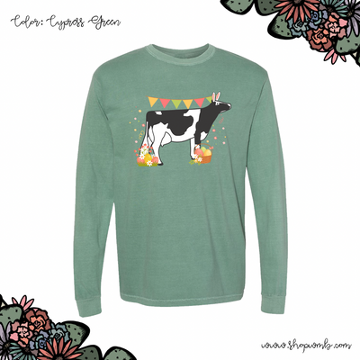 Spring Easter Dairy Cow LONG SLEEVE T-Shirt (S-3XL) - Multiple Colors!