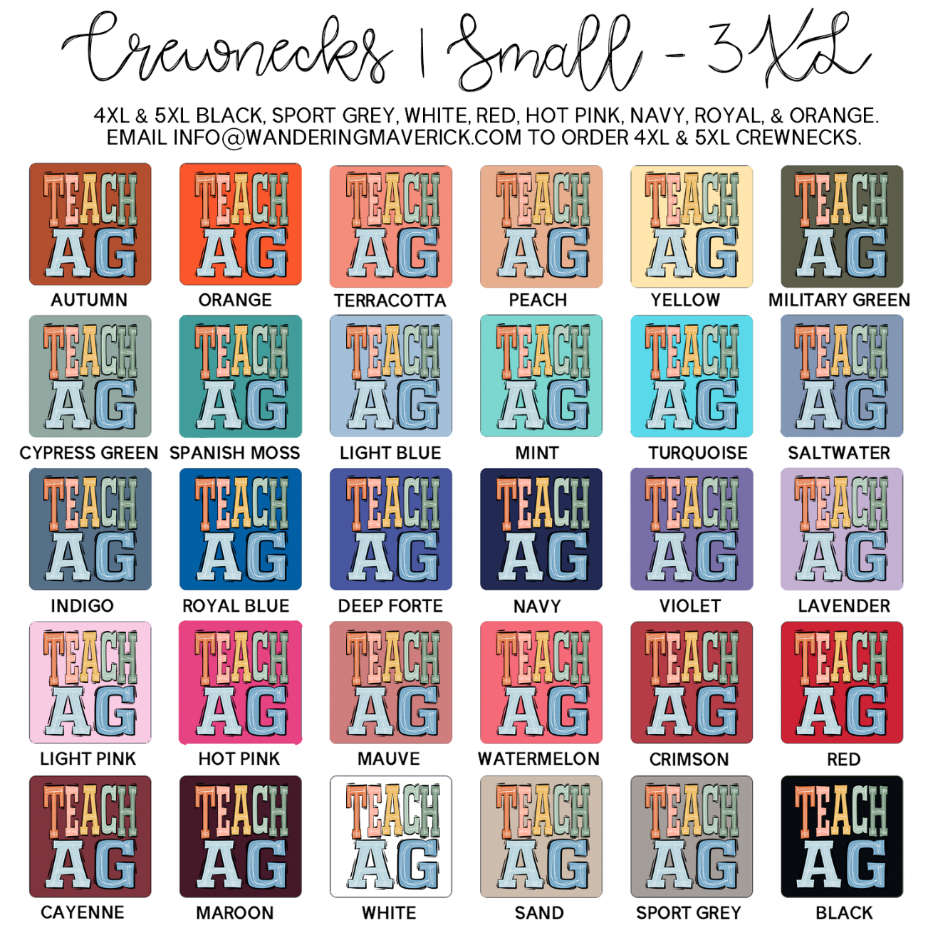 Boho Colors Teach Ag Crewneck (S-3XL) - Multiple Colors!