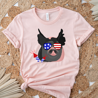 Red White and Blue Pig– Bella Canvas T-Shirt