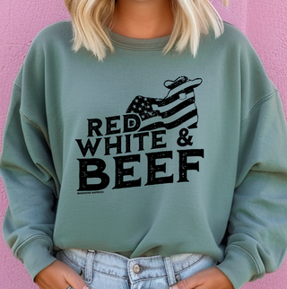 Red White and BEEF Black Ink– Crewneck