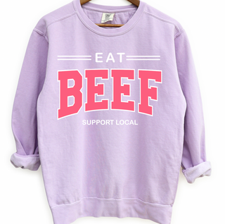Eat Beef Support Local Pink– Crewneck