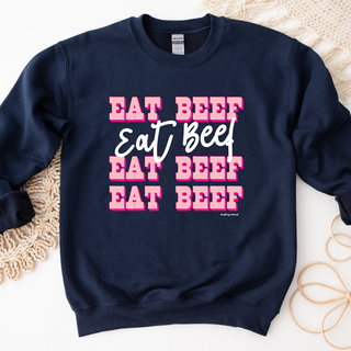 Pink Western Eat Beef Dolly– Crewneck