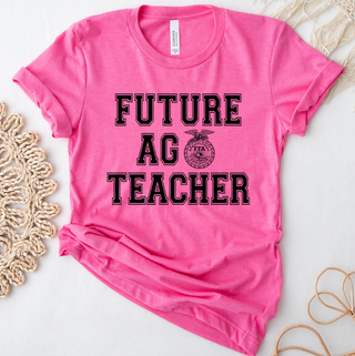 Pink t-shirt with 'Future AG Teacher' text on a white background