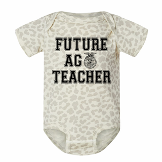 Baby onesie with 'Future Ag Teacher' text and FFA logo on a white background