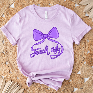 Teach Ag Bow Purple– Bella Canvas T-Shirt