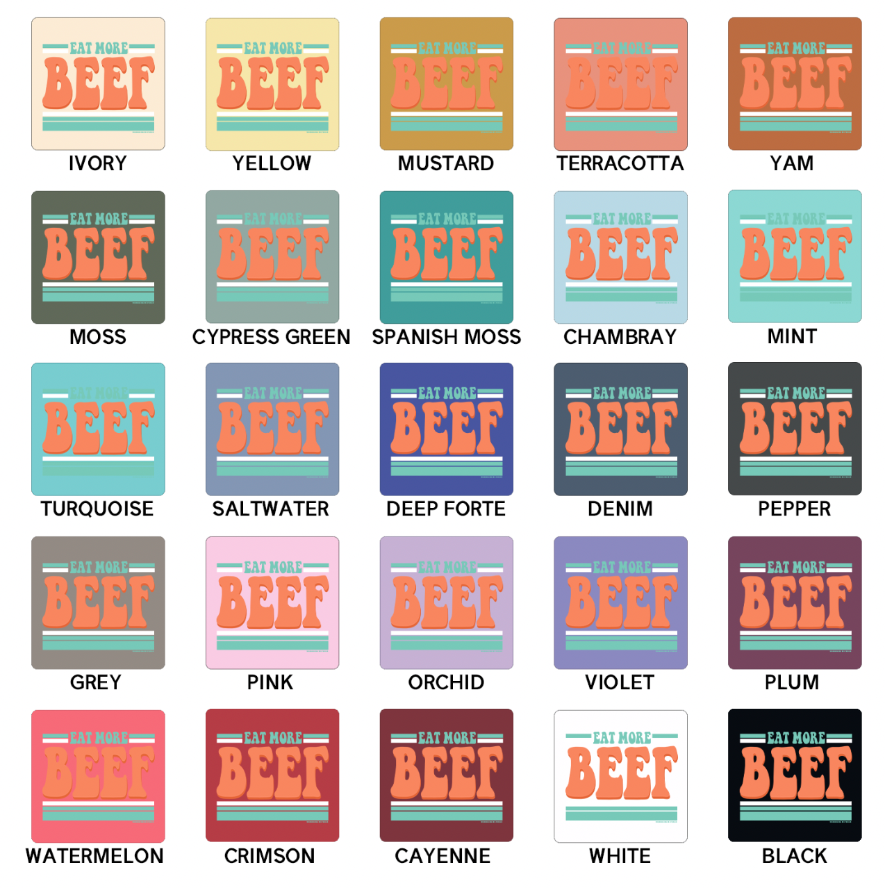 Retro Eat More Beef ComfortWash/ComfortColor T-Shirt (S-4XL) - Multiple Colors!
