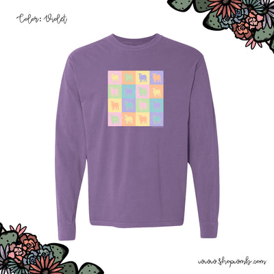 Pastel Checkered Steer LONG SLEEVE T-Shirt (S-3XL) - Multiple Colors!