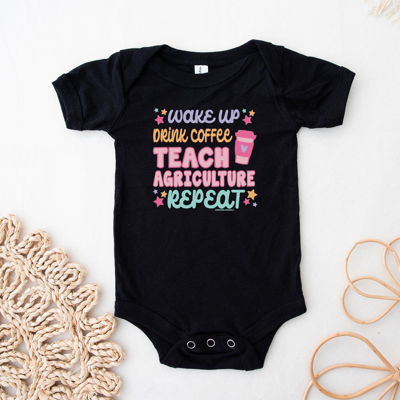 Wake Up, Drink Coffee, Teach Agriculture, Repeat One Piece/T-Shirt (Newborn - Youth XL) - Multiple Colors!